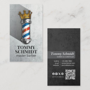 Barber Hair Shop Royal Crown Barberstange QR Code Visitenkarte