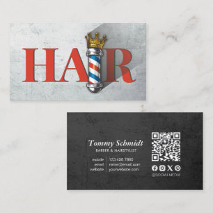 Barber Hair Shop Royal Crown Barberstange QR Code Visitenkarte