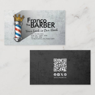 Barber Hair Shop Royal Crown Barberstange QR-Code Visitenkarte