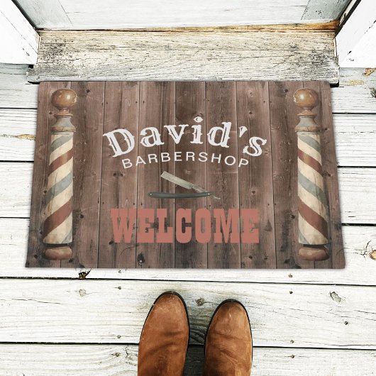 Barber Hair Stylist Barbershop Willkommen Rustikal Fußmatte