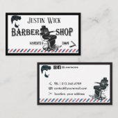 Barber Hair Stylist Blau Moderne Mode rot Visitenkarte (Vorne/Hinten)
