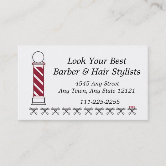 Barber Hair Stylist Customer Loyalty Punch Card - Treuekarte (Vorderseite)