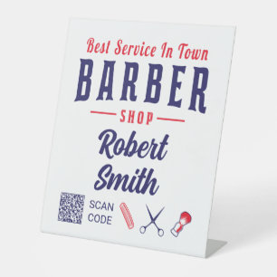 Barber Hair Stylist QR Code Barbershop Sockelschild