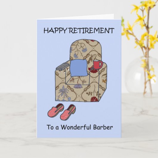 Barber Happy Retirement Cartoon Karte (Gelbe Blume)