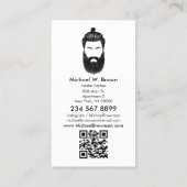 Barber-Hipster-Bart-Schnurrbart qr-Code Visitenkarte (Rückseite)