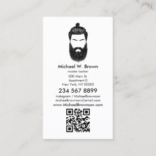 Barber-Hipster-Bart-Schnurrbart qr-Code Visitenkarte