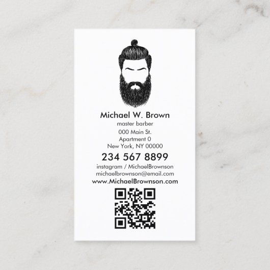 Barber-Hipster-Bart-Schnurrbart qr-Code Visitenkarte (Rückseite)