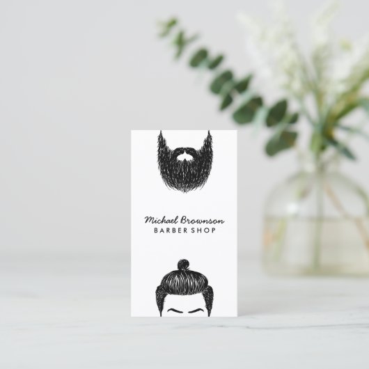 Barber-Hipster-Bart-Schnurrbart qr-Code Visitenkarte (Stehend Vorderseite)