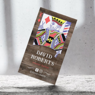 Barber King Friseur Rustikales Holz Hairstylist Visitenkarte