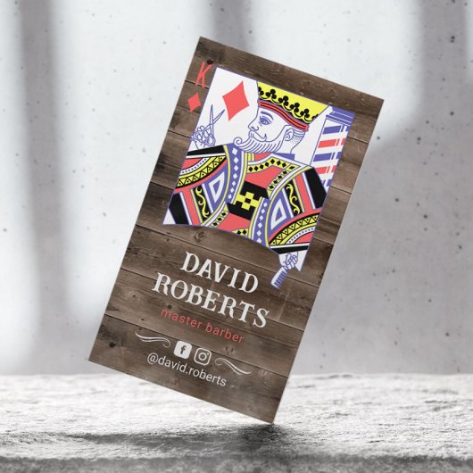 Barber King Hairdresser Rustic Wood Hair Stylist Visitenkarte