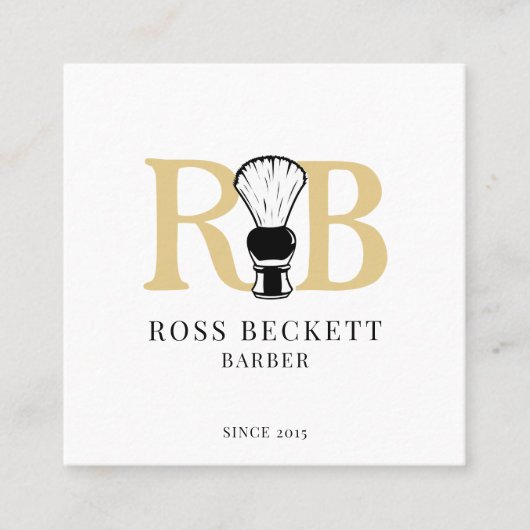 Barber Logo Hair Stylist Business Card Quadratische Visitenkarte (Vorderseite)