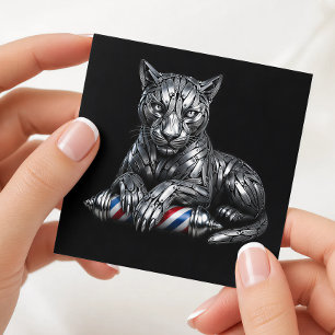 Barber-Logo Metall Silber Rasiermesser Panther Bar Quadratische Visitenkarte