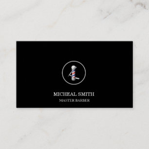 Barber-Logo mit direktem Razor- und Barberholzstab Visitenkarte