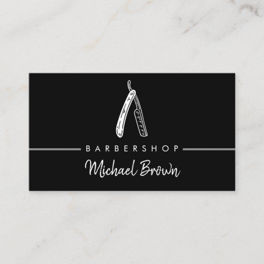 Barber Logo Razor Shadow Visitenkarte (Vorderseite)