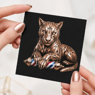 Barber-Logo-Roségold-Rasierer-Panther-Friseursalon Quadratische Visitenkarte