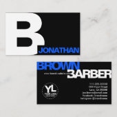 Barber Modern Bold Typografie Initial Schwarz-weiß Visitenkarte (Vorne/Hinten)