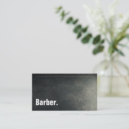 Barber Modernes Minimalistisches Blackboard Berufl Visitenkarte (Stehend Vorderseite)