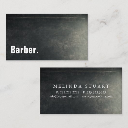 Barber Modernes Minimalistisches Blackboard Berufl Visitenkarte (Vorne/Hinten)