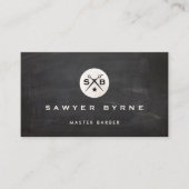 Barber Monogram Scissors Black Barbershop Visitenkarte (Vorderseite)