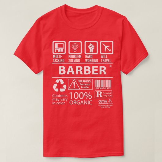 Barber MultiTasking Certified Job Gift Item T-Shirt (Design vorne)