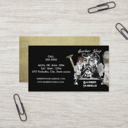 Barber Mustache Gold Black Beruflich Visitenkarte