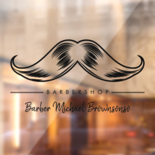 Barber Mustache Logo Fensteraufkleber