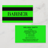 Barber Neon Green Business Card Visitenkarte (Vorne/Hinten)