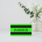 Barber Neon Green Business Card Visitenkarte (Stehend Vorderseite)