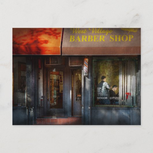 Barber - NY - West Village Barber Shop Postkarte (Vorderseite)