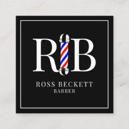 Barber Pole Barber Hair Stylist Black 'White Quadratische Visitenkarte