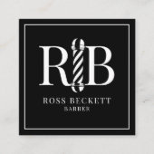 Barber Pole Barber Hair Stylist Schwarz-weiß Quadratische Visitenkarte (Vorderseite)