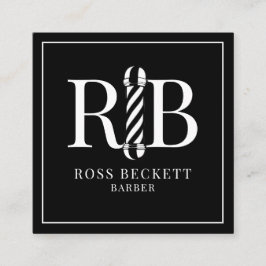 Barber Pole Barber Hair Stylist Schwarz-weiß Quadratische Visitenkarte