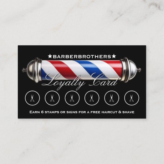 Barber Pole Classic Black Loyalty Visitenkarte (Rückseite)