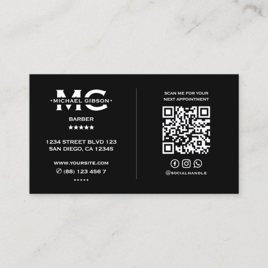 Barber Pole Classic Black Loyalty Visitenkarte (Vorderseite)