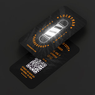 Barber Pole Classic Black Orange Friseursalon Visitenkarte