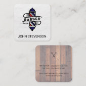 Barber Pole | Friseursalon | Holz Quadratische Visitenkarte (Vorne/Hinten)