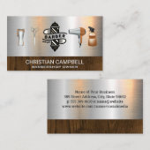 Barber Pole | Friseursalon | Metallbarberwerkzeuge Visitenkarte (Vorne/Hinten)