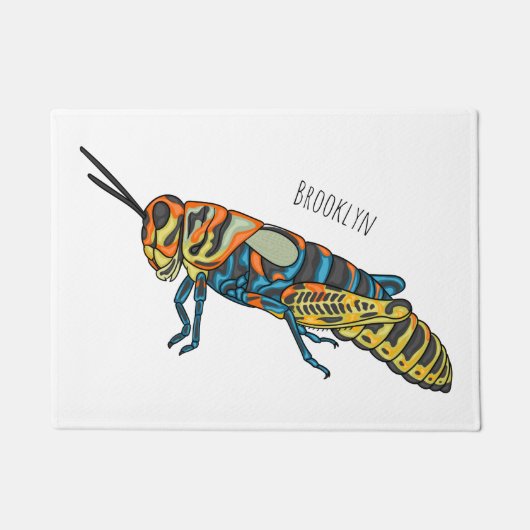 Barber pole grasshopper cartoon illustration fußmatte (Vorderseite)