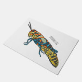 Barber pole grasshopper cartoon illustration fußmatte (Schrägansicht)