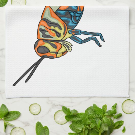 Barber pole grasshopper cartoon illustration  geschirrtuch (Gefaltet)