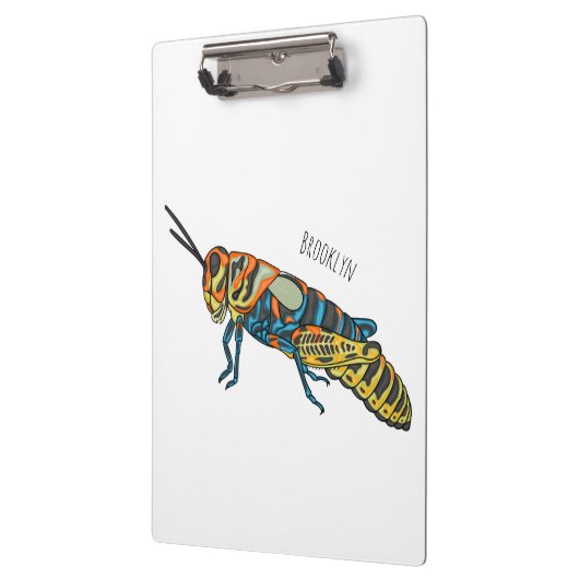 Barber pole grasshopper cartoon illustration  klemmbrett (Links)