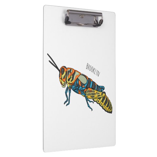 Barber pole grasshopper cartoon illustration  klemmbrett (Rechts)