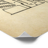 Barber Pole Illustration Old Look Patentdruck Poster (Ecke)