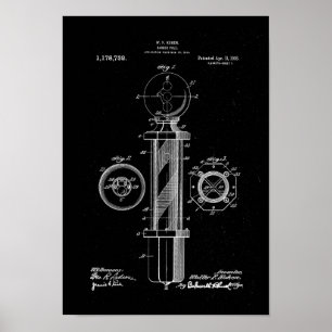 Barber Pole Illustrationen Patent Print Poster