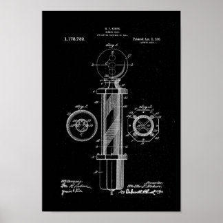 Barber Pole Illustrationen Patent Print Poster