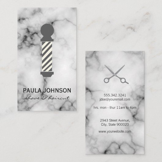 Barber Pole Marble Visitenkarte (Vorne/Hinten)