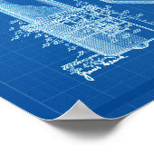 Barber Pole Poster Patent Illustrationen BluePrint (Ecke)