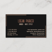 Barber Pole Razor Scissors Black Rose Gold Visitenkarte (Rückseite)