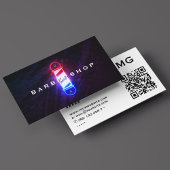 Barber Pole Red White Blue Glow Barbershop Retro Visitenkarte
