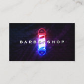 Barber Pole Red White Blue Glow Barbershop Retro Visitenkarte (Vorderseite)